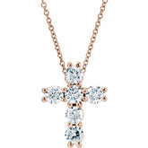 14K Rose 1/4 CTW Lab-Grown Diamond Cross 18" Necklace